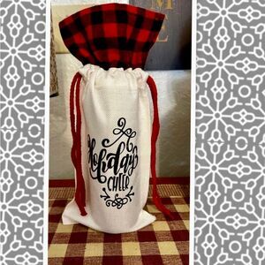 Buffalo Plaid Trim Wine Bottle Gift Bag